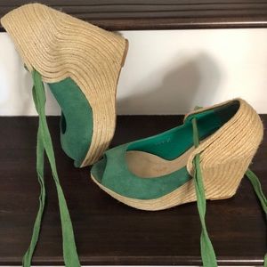 Green lace up Espadrilles